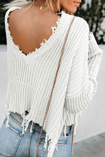 Color block Love Distressed Sweater