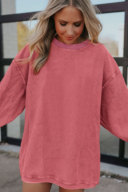 Orange JOLENE Ribbed Corded Oversized Sweatshirt