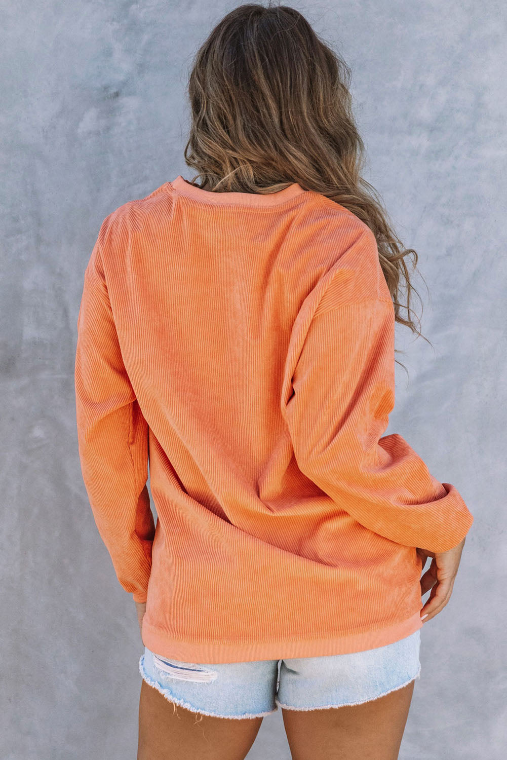 Orange JOLENE Ribbed Corded Oversized Sweatshirt