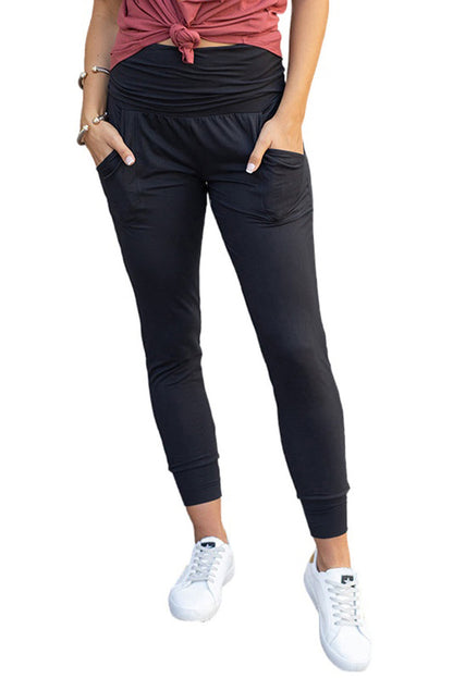 Black Plus Size High Waist Pocketed Skinny Pants