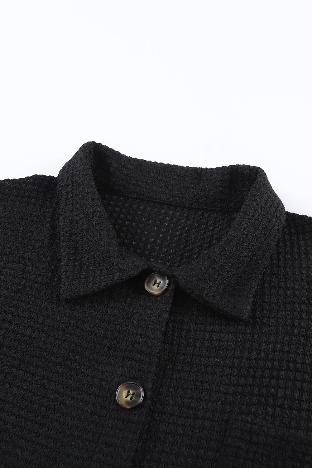 Khaki Waffle Knit Button Up Casual Shirt