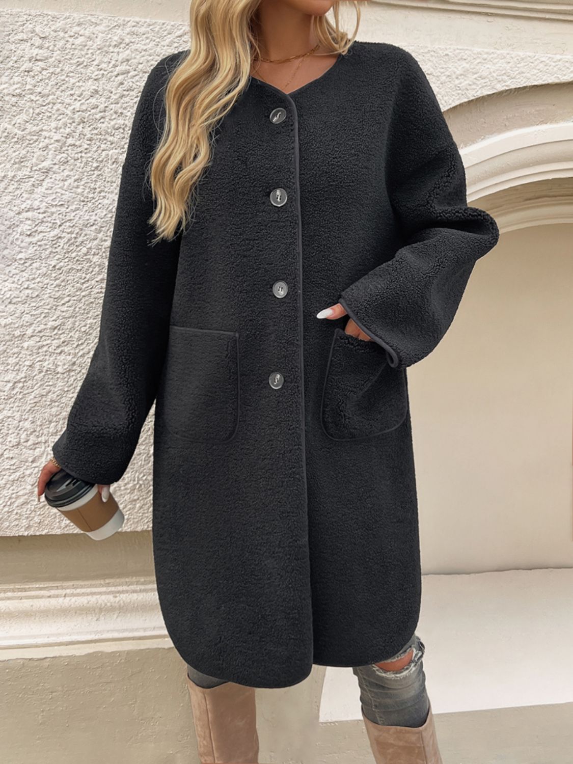 Devine Button Up Long Sleeve Coat