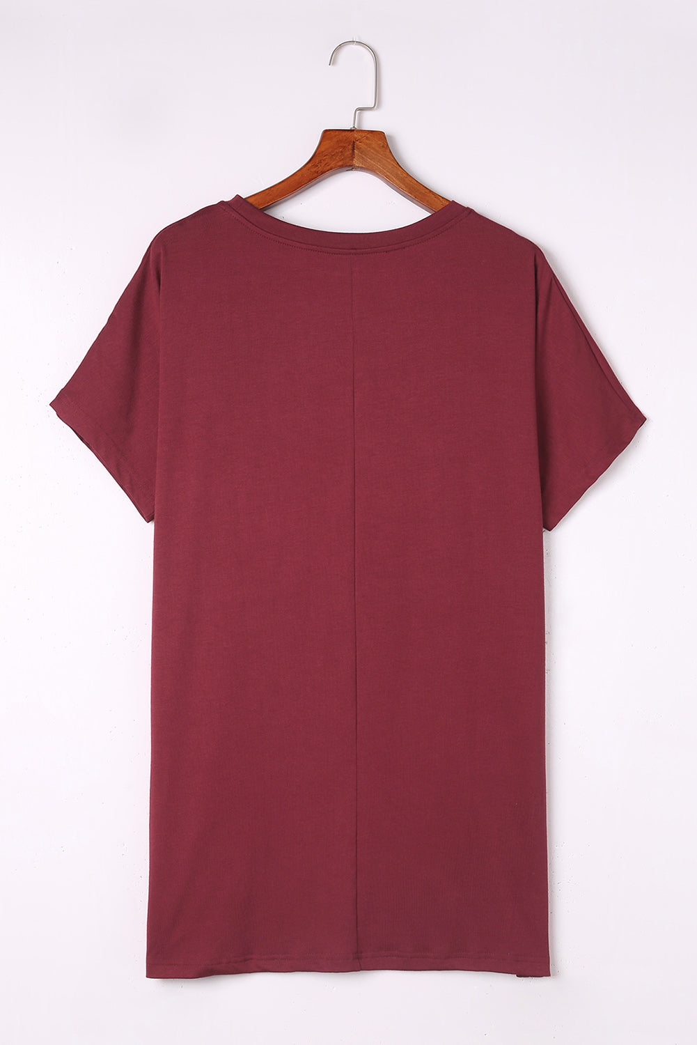 Rose Side Pockets Short Sleeve Tunic Top