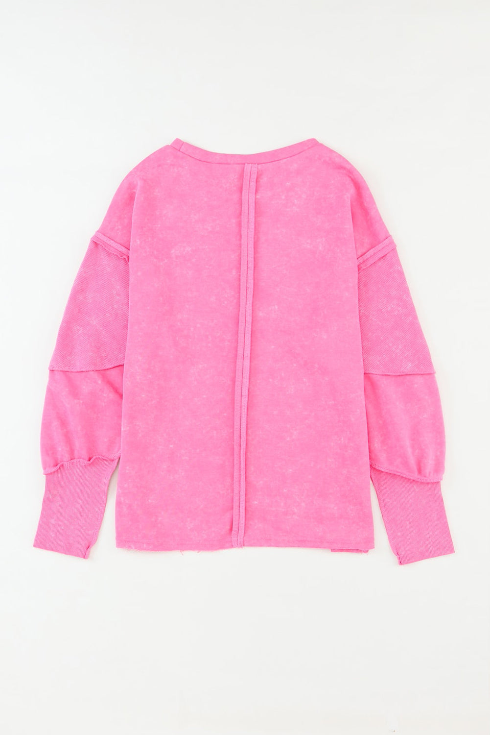 Rose Exposed Seamed High Low Raw Edge Sweatshirt