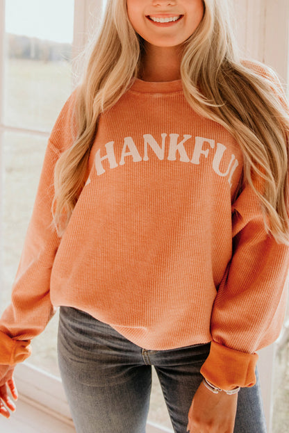 Orange JOLENE Ribbed Corded Oversized Sweatshirt