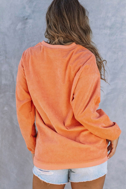 Orange JOLENE Ribbed Corded Oversized Sweatshirt