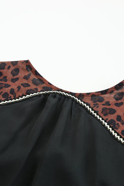 Leopard Patchwork Long Sleeve Top