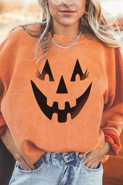 Orange JOLENE Ribbed Corded Oversized Sweatshirt