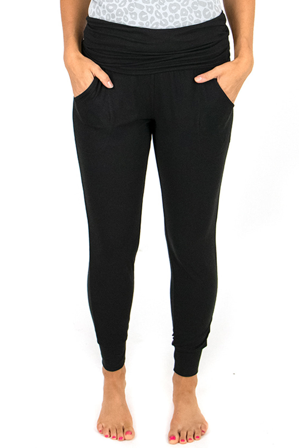 Black Plus Size High Waist Pocketed Skinny Pants