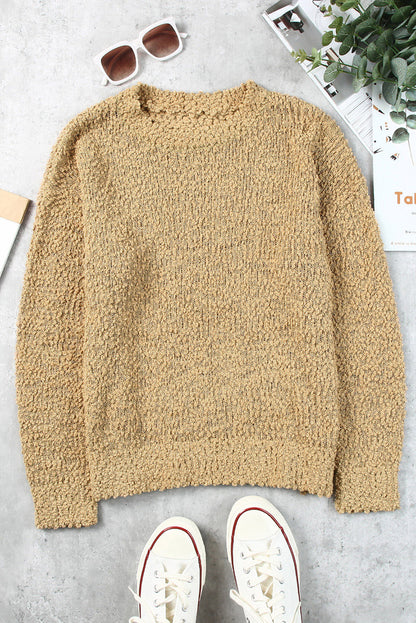 Apricot Porncorn Drop Shoulder Pullover Knit Sweater