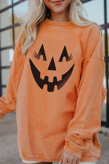 Orange JOLENE Ribbed Corded Oversized Sweatshirt