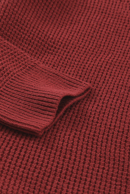 Red Cross Back Hollow-out Sweater