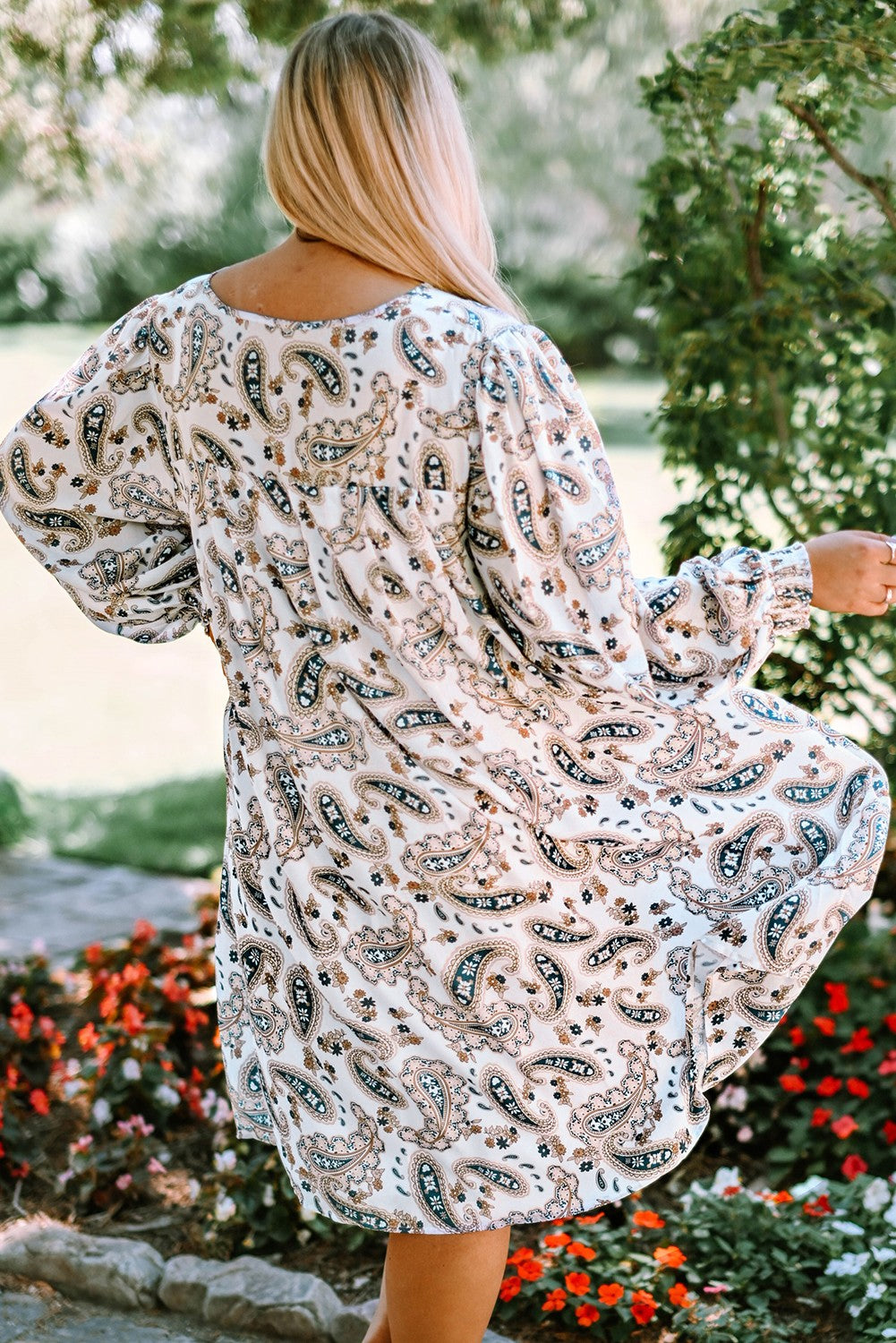 White Forgotten Paradise Paisley Dress Curves