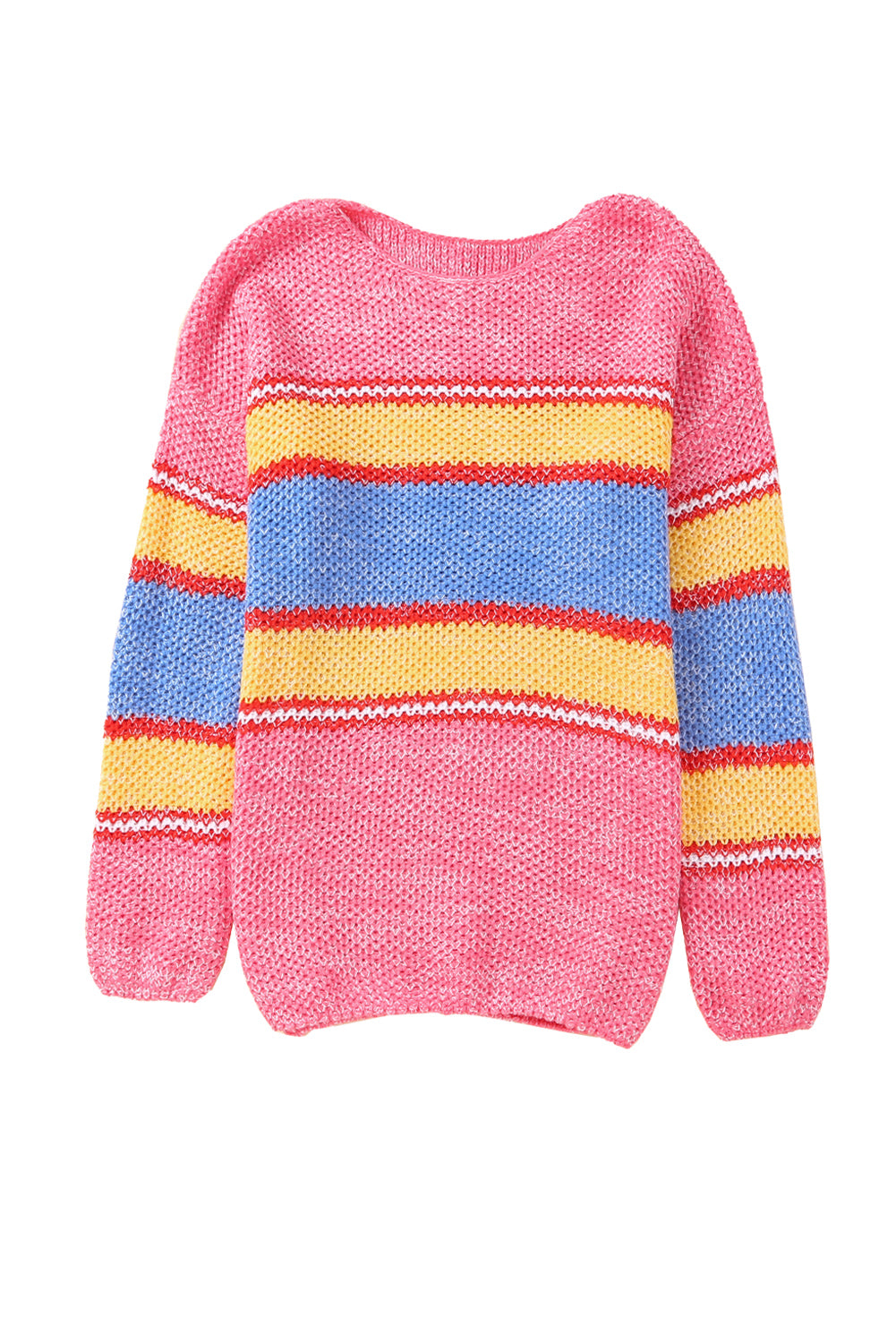 Pink Plus Size Stripe Oversized Sweater