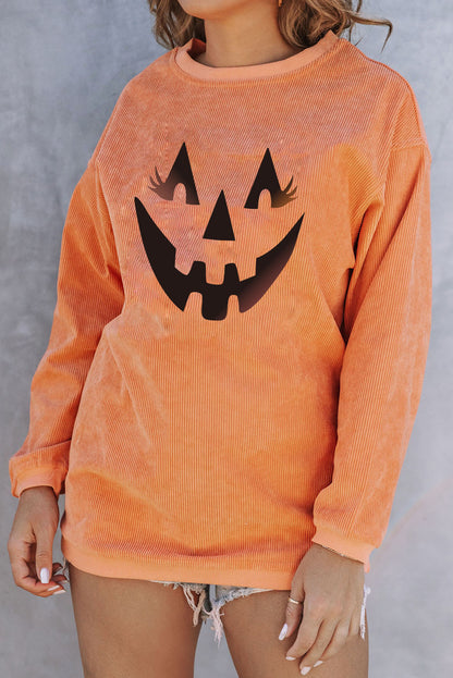 Orange JOLENE Ribbed Corded Oversized Sweatshirt