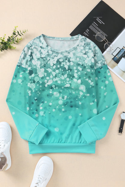 Sky Blue Bleached Splatter Gradient Long Sleeve Sweatshirt