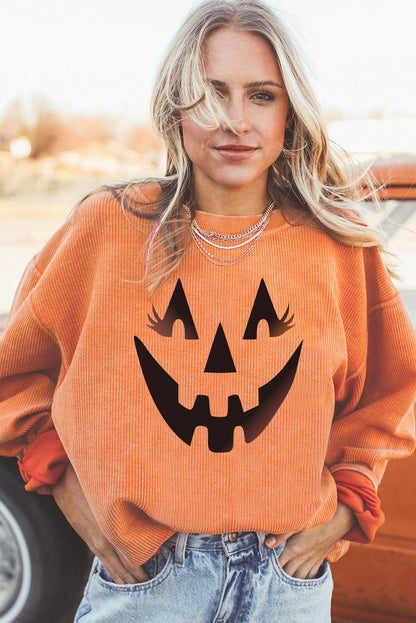 Orange JOLENE Ribbed Corded Oversized Sweatshirt