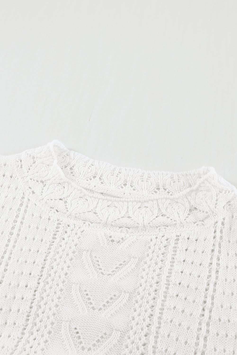 Apricot Crochet Lace Pointelle Knit Sweater