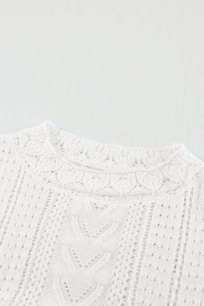 Apricot Crochet Lace Pointelle Knit Sweater