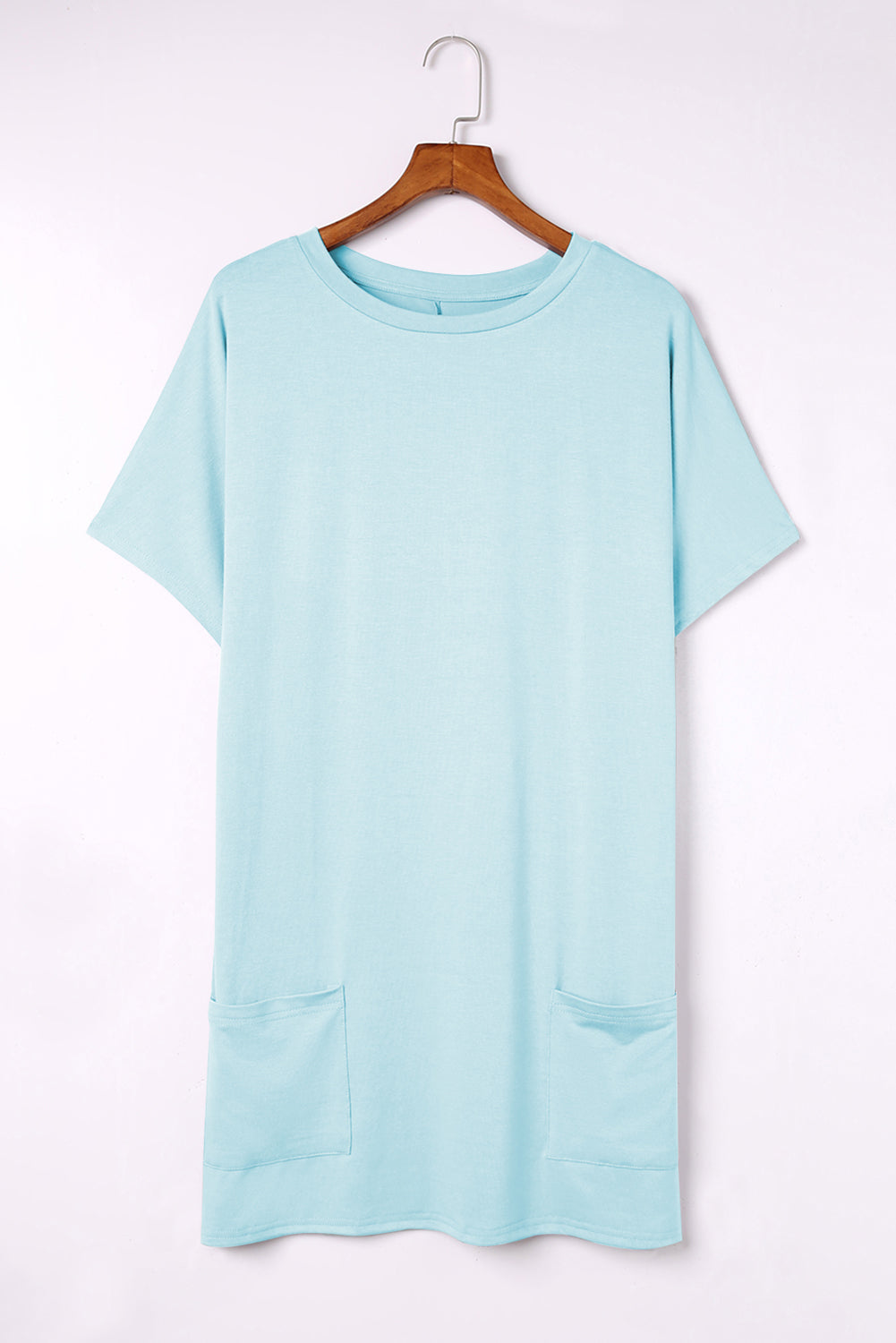 Rose Side Pockets Short Sleeve Tunic Top