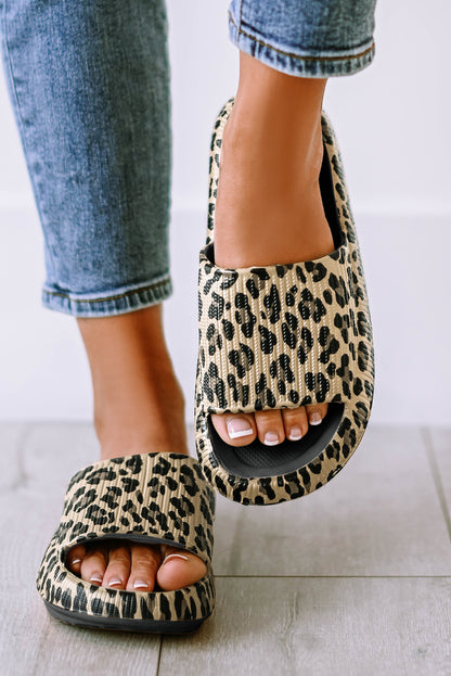 Leopard Print Thick Sole Slip On Slippers