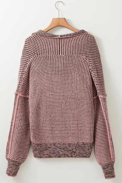 Rose Plaid Knitted Long Open Front Cardigan