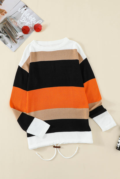 Orange Colorblock Knit Sweater