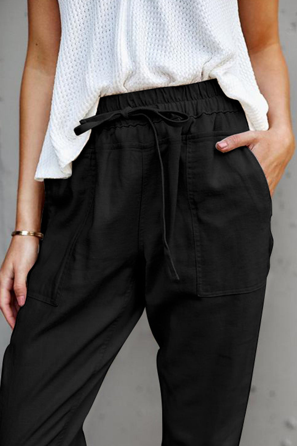 Black Causal Pockets Pants