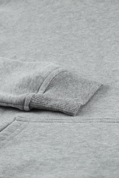 Gray Loose Kangaroo Pocket Hoodie