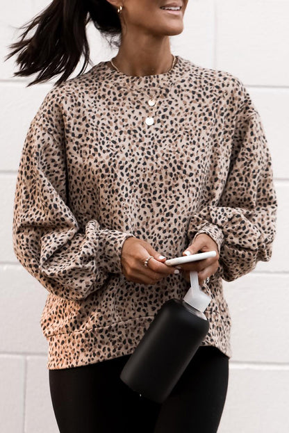 Leopard Boyfriend Crew Neck Leopard Sweatshirt