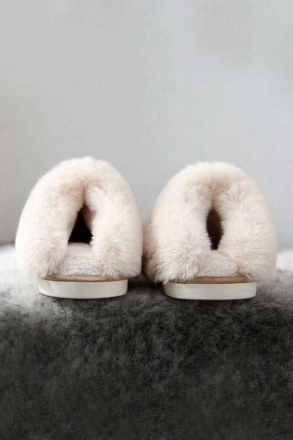 Pink Cut and Sew Faux Suede Plush Lined Slippers