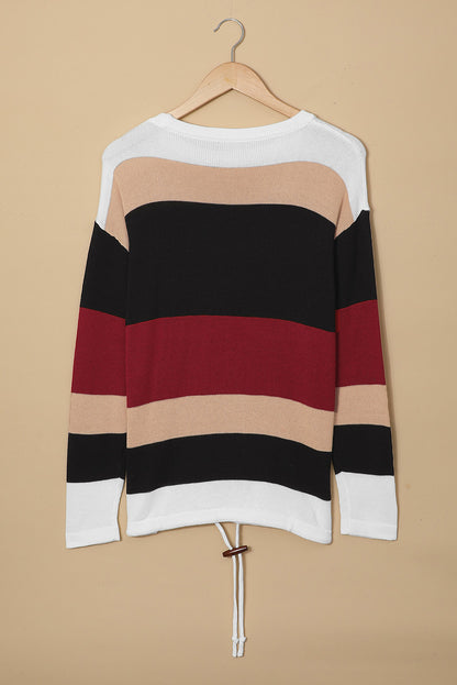 Orange Colorblock Knit Sweater