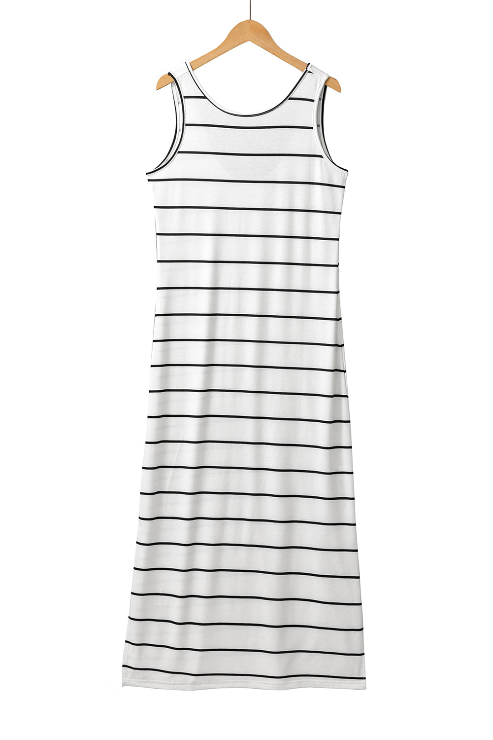 Black Plus Size Striped Loose Long Shift Dress