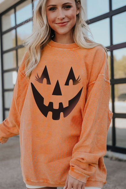 Orange JOLENE Ribbed Corded Oversized Sweatshirt