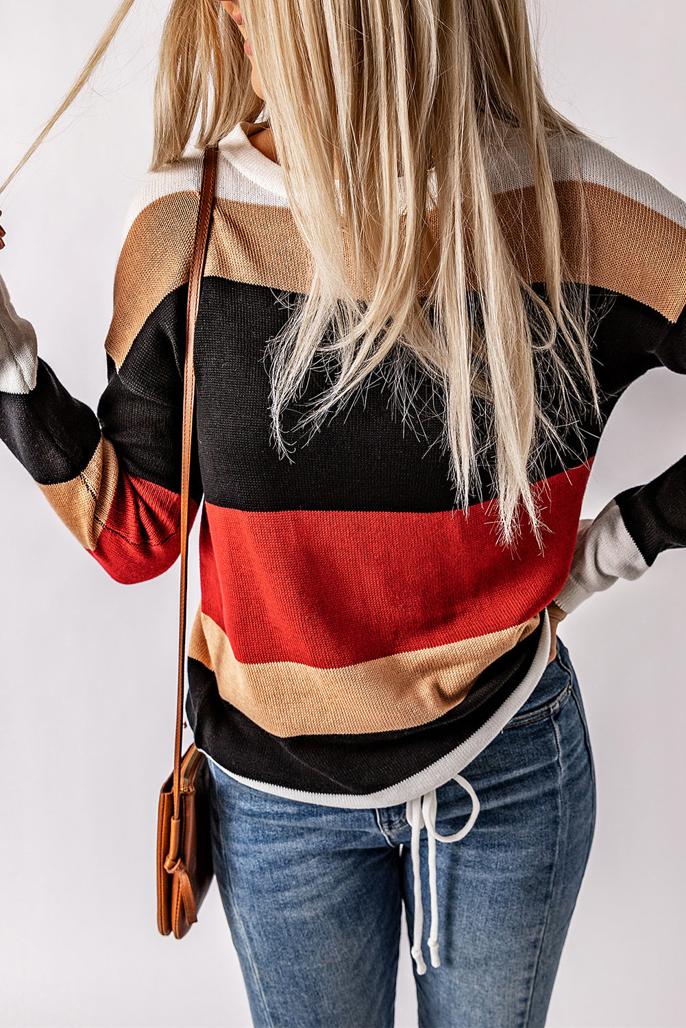 Orange Colorblock Knit Sweater