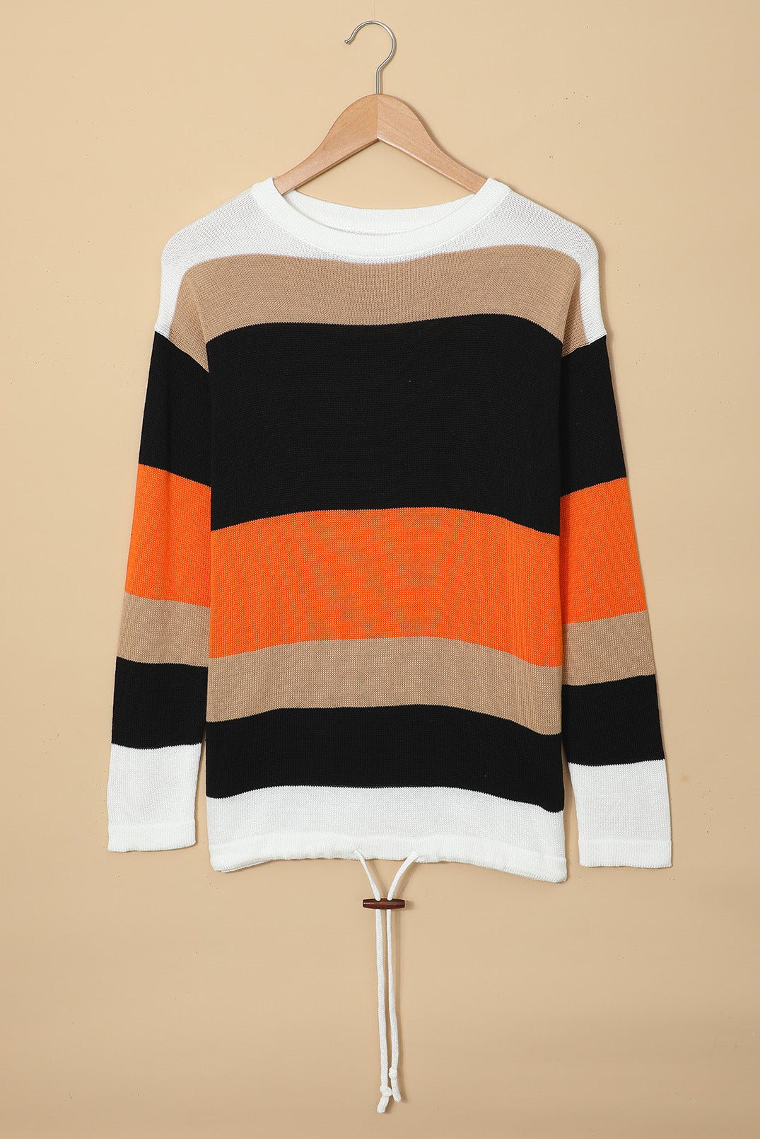 Orange Colorblock Knit Sweater