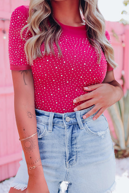 Black Rhinestone Spaghetti Strap Bustier Crop Top