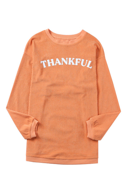 Orange JOLENE Ribbed Corded Oversized Sweatshirt