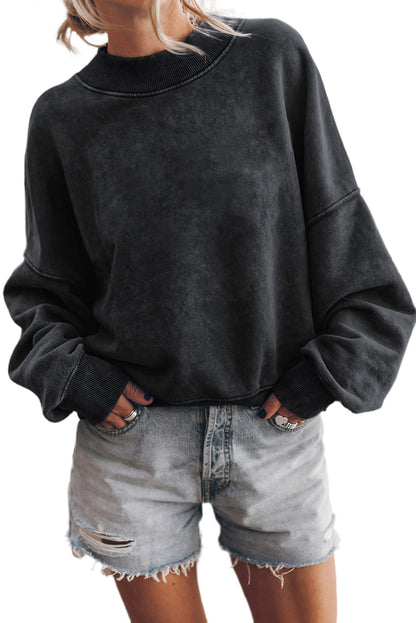 Brown Drop Shoulder Crew Neck Pullover Sweatshirt