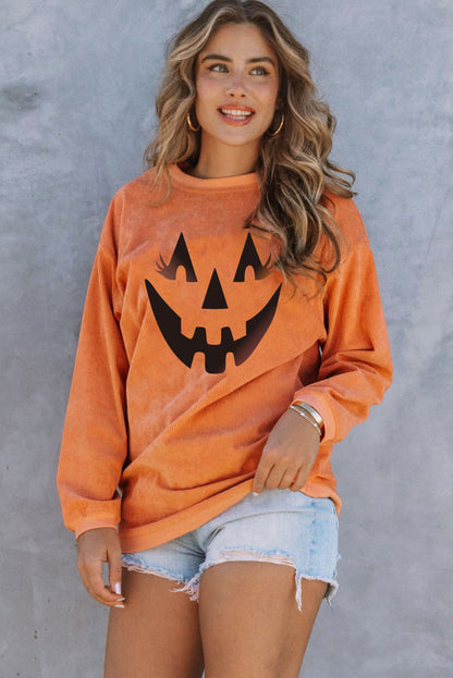 Orange JOLENE Ribbed Corded Oversized Sweatshirt