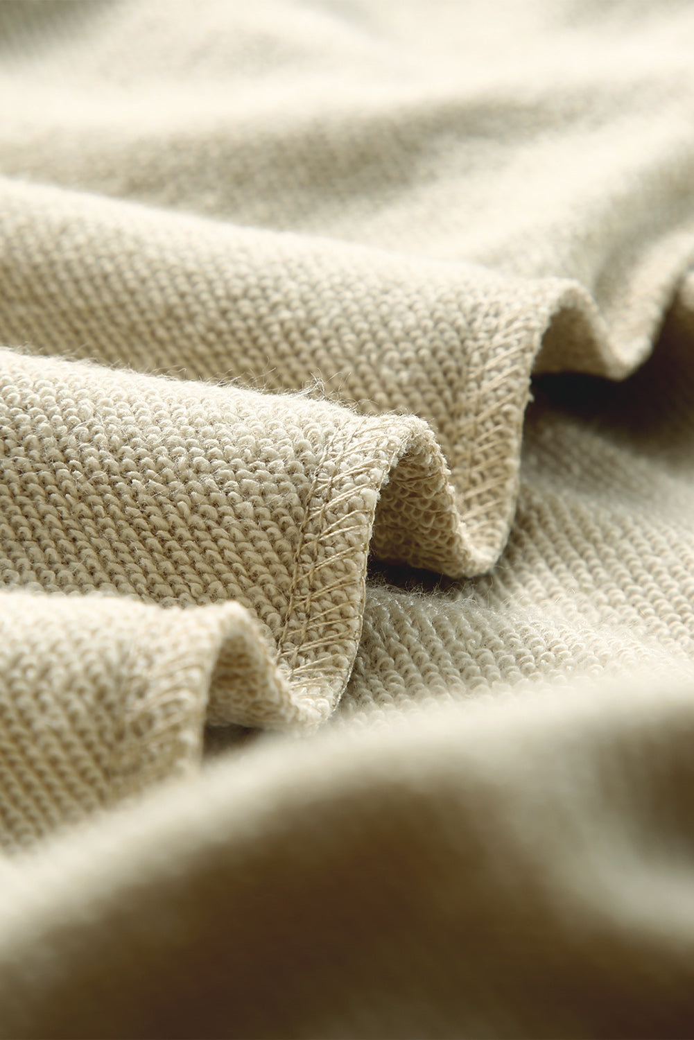 Beige Plain Crew Neck Pullover Sweatshirt