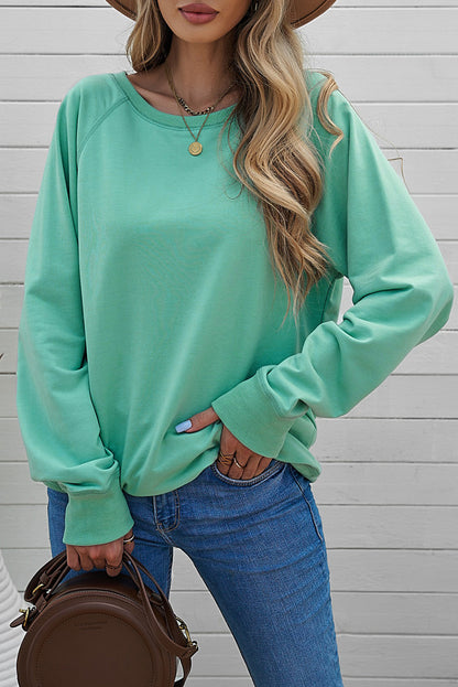 Pink French Terry Cotton Blend Pullover Sweatshirt