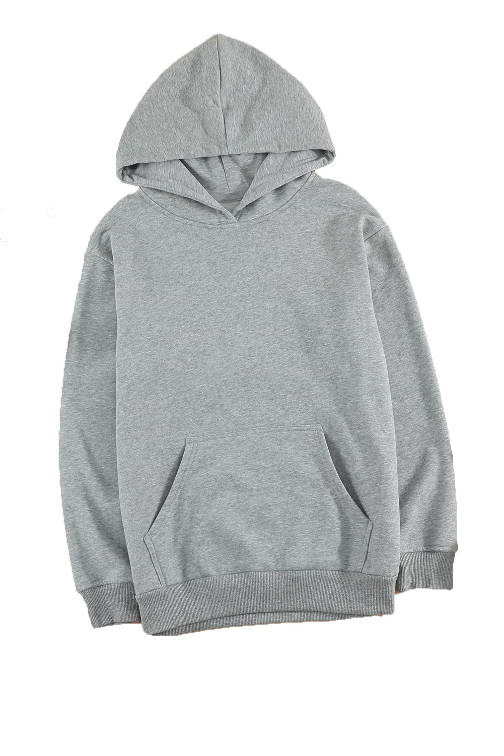 Gray Loose Kangaroo Pocket Hoodie