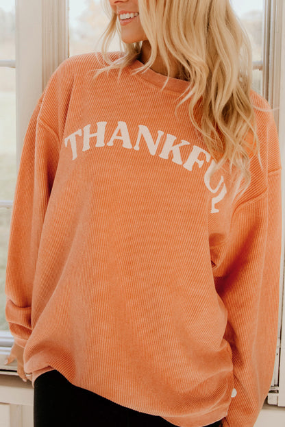 Orange JOLENE Ribbed Corded Oversized Sweatshirt