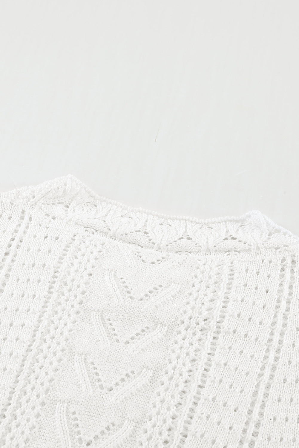 Apricot Crochet Lace Pointelle Knit Sweater