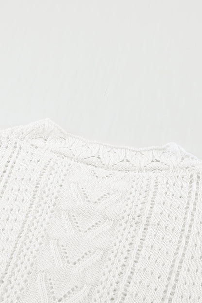 Apricot Crochet Lace Pointelle Knit Sweater