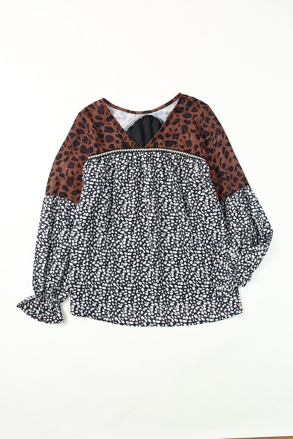 Leopard Patchwork Long Sleeve Top