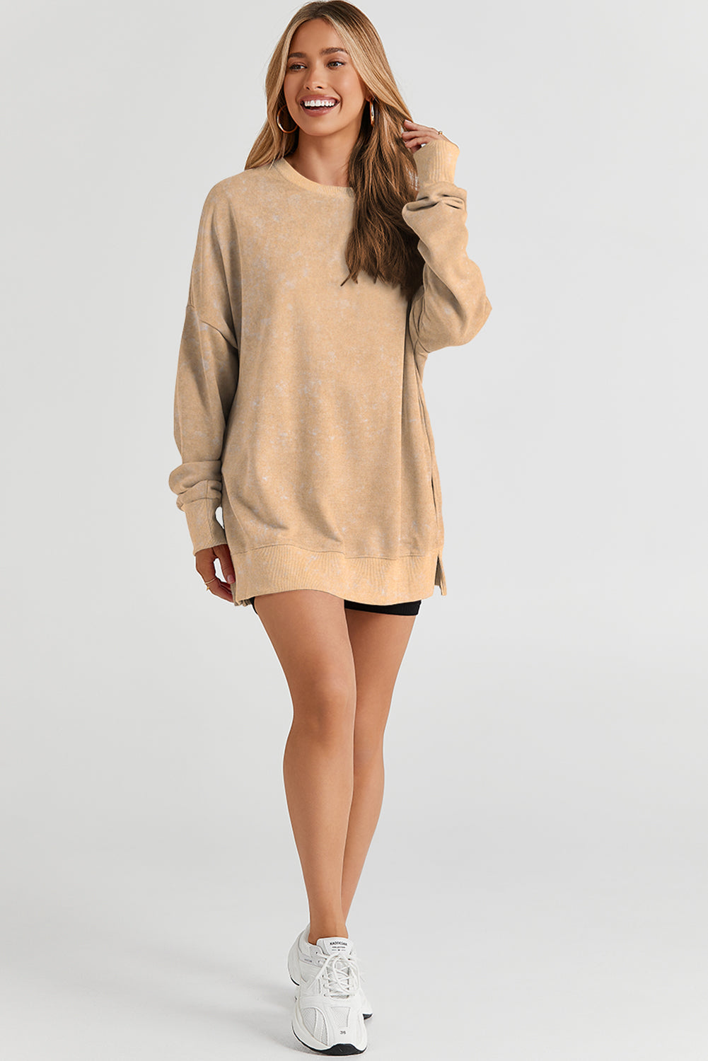 Black Drop Shoulder Ribbed Trim Oversized Sweatshirt