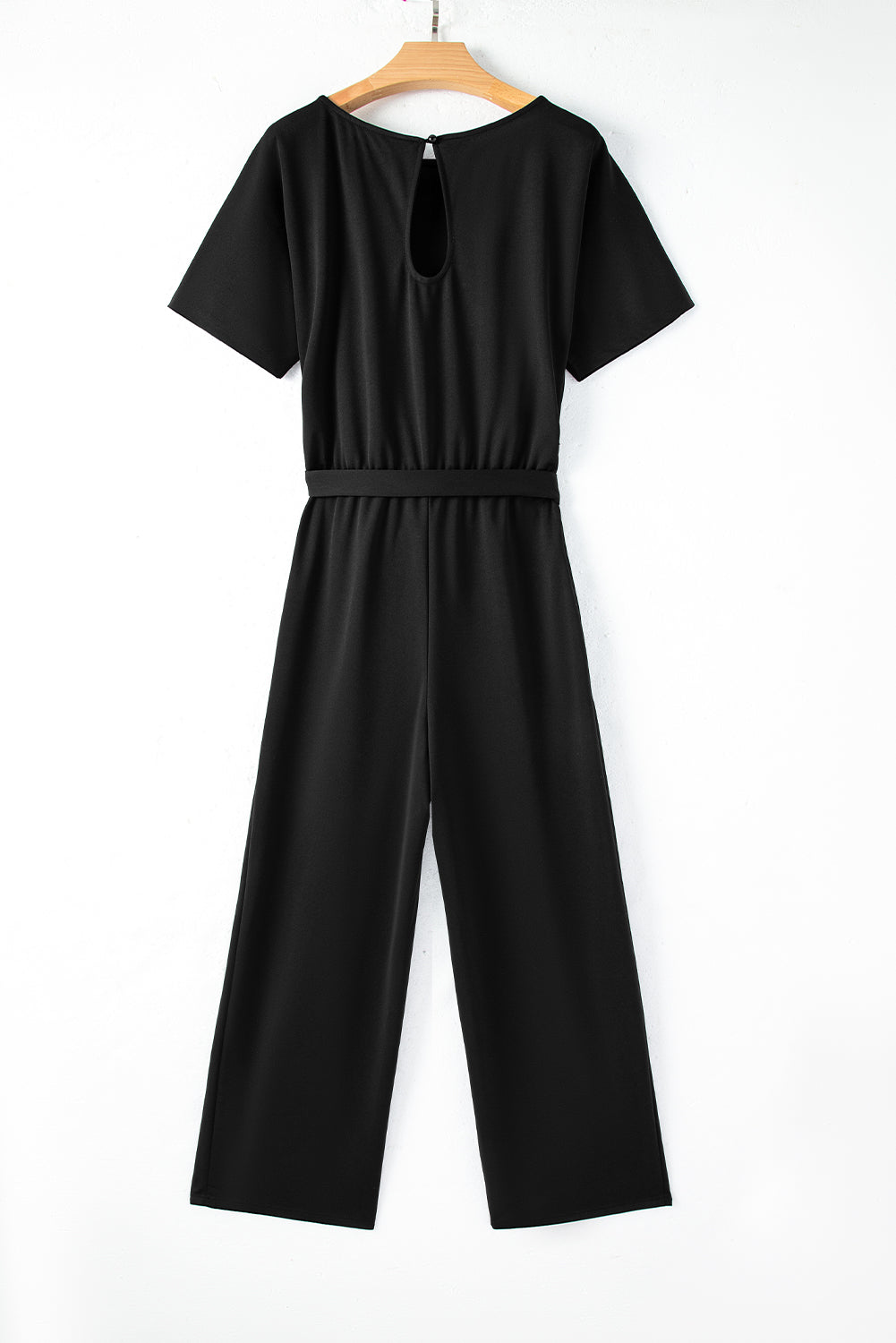 Red Belted Wide Leg Jumpsuit