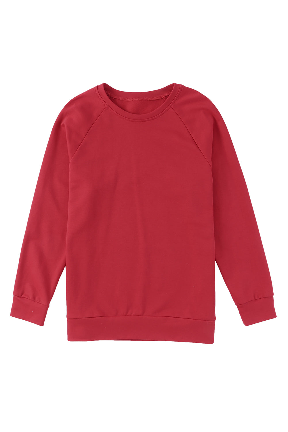 Red Solid Round Neck Raglan Sleeve Sweatshirt